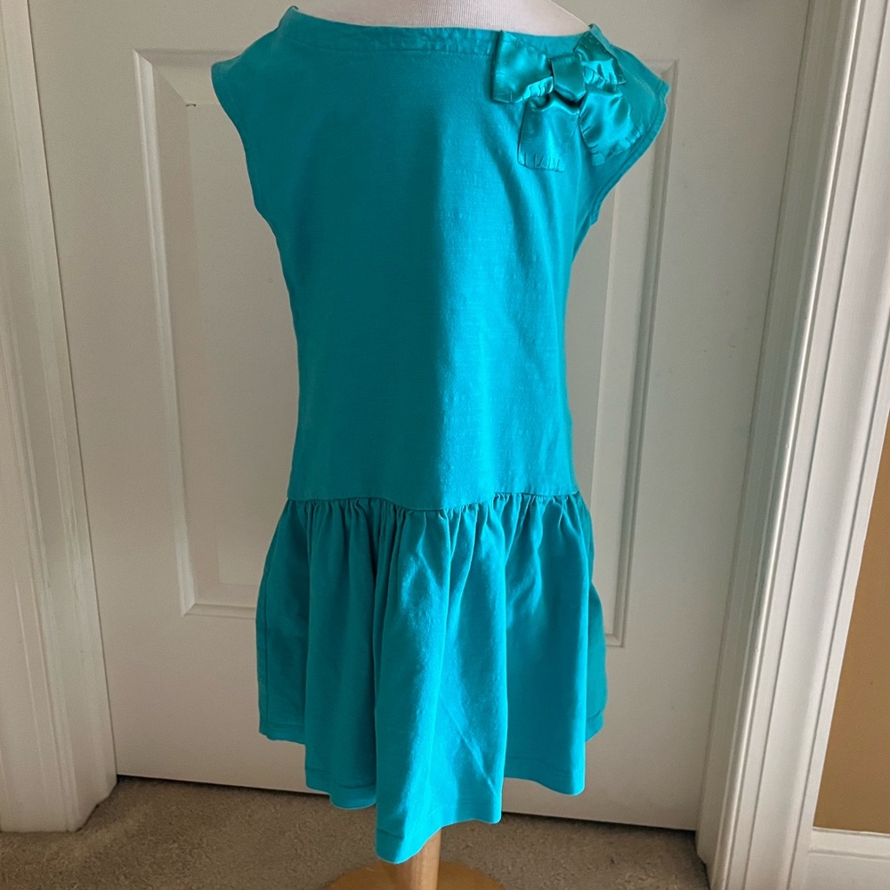 KATE SPADE NEW YORK JUNIOR GIRLS SIZE 7 SEAFOAM GREEN TURQUOISE DRESS WITH BOW
